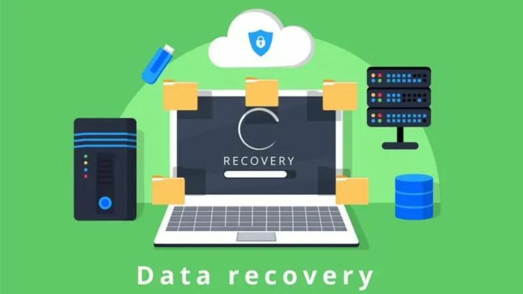 a laptop showing data recovery tips